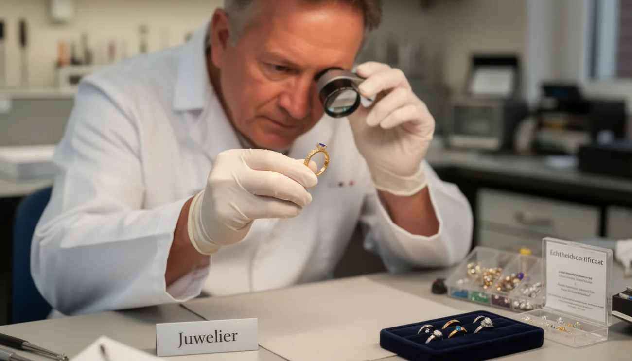juwelier inspecteert tweedehands ring