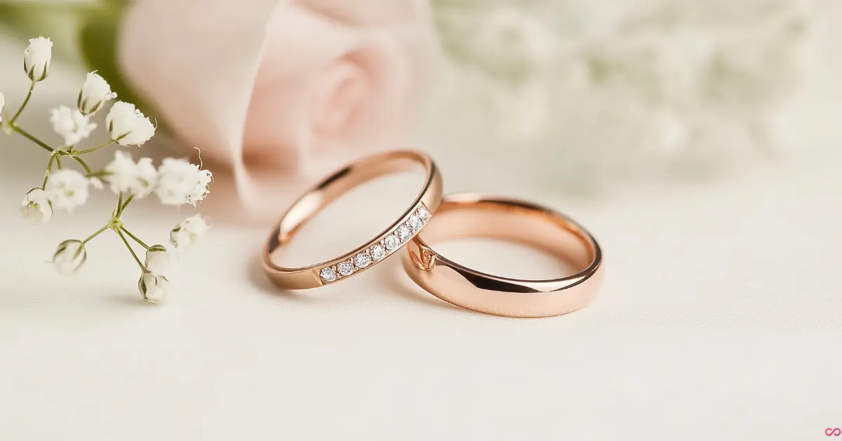 Set van een verlovingsring en trouwring