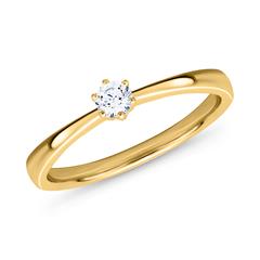 Solitaire ring 14 karaat goud lab-grown diamant 0,10 ct
