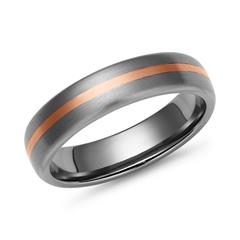 Matte titanium ring met 14 karaat rosegouden inleg