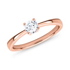 Solitaire ring 14k rosegoud lab grown diamant