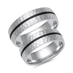 Trouwring witgoud/platina met carbon