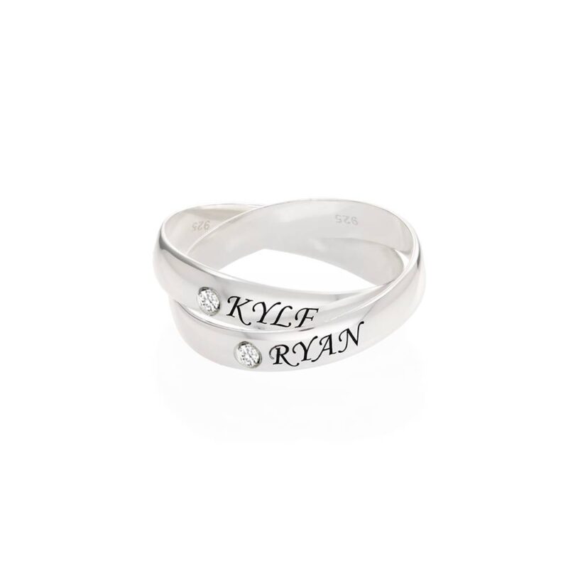 2-Band Charlize Russische Ring met Diamanten in 925 Zilver