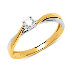 Verlovingsring 14 karaat geel- en witgoud diamant
